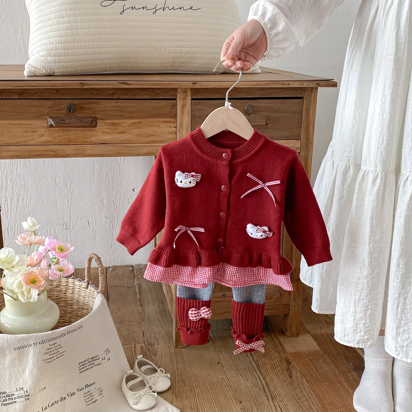 Winter and Autumn Baby Kids Girls Long Sleeves Cartoon Pattern Top and Color Patchwork Pants Knitted Clothing Set, MyKids-USA®, Baby & Toddler Outfits, MyKids-USA - Size/Age - 73 (6-9M) - Color - Red -  -  - TR2511262206-C