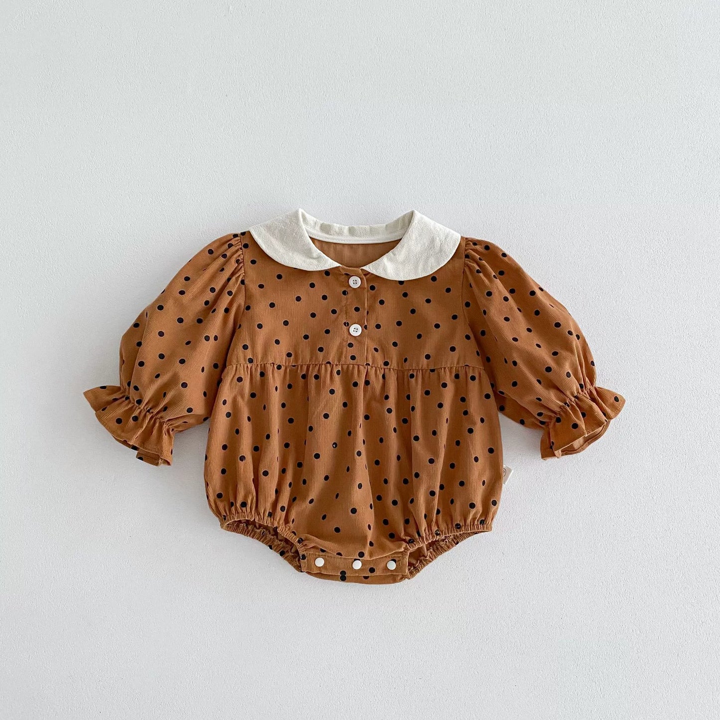 Autumn Arrival Baby Girls Polka Dots Long Sleeves Onesies, MyKids-USA®, Baby One-Pieces, MyKids-USA - Size/Age - 66 (3-6M) - Color - Brown -  -  - TR2506142013-B