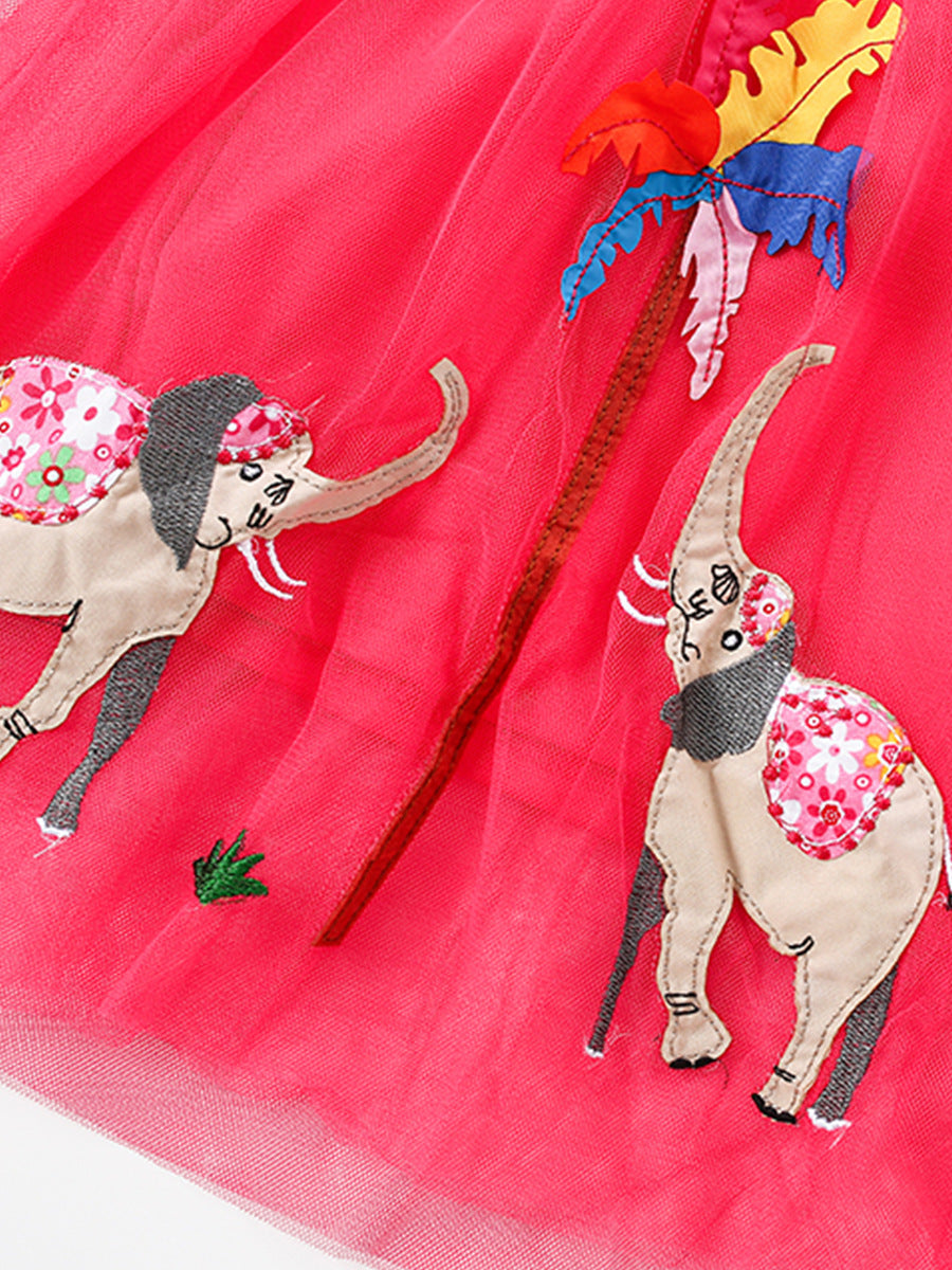 Summer Arrival Animals Cartoon Pattern Fly Sleeves Crew Neck Dress for Stylish Girls, MyKids-USA®, Baby & Children's Dresses, MyKids-USA -  -  -  -  -  -  - .