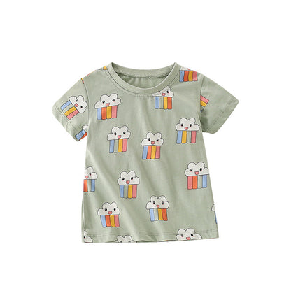 Summer Arrival Girls’ Cute Ice-cream Cartoon Pattern Short Sleeves T-shirt in European and American Style, MyKids-USA®, T-Shirts, MyKids-USA - Size/Age - 110 (3-5Y) - Color - Green -  -  - TR2506282215-A