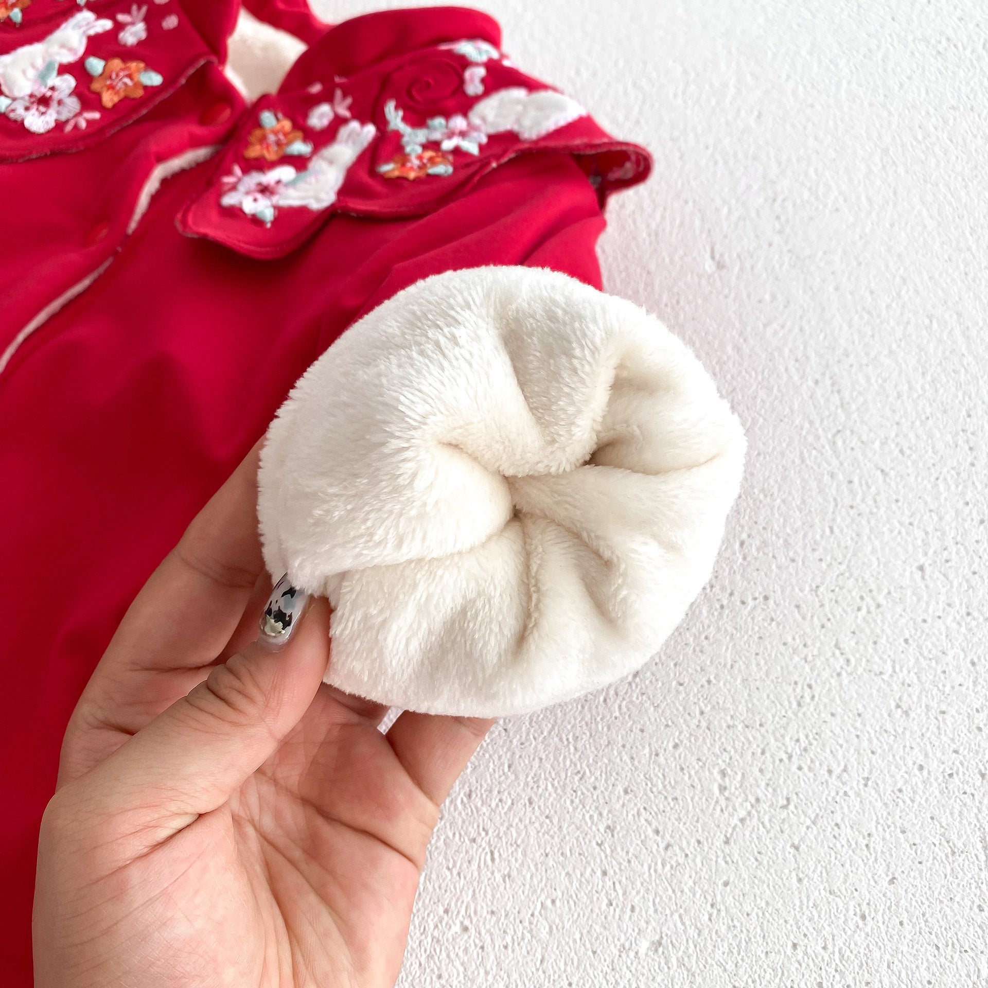 Infant Baby Girls Thick Warm Long Sleeve Rabbits Floral Knitted Round Collar Red Romper, MyKids-USA®, Baby One-Pieces, MyKids-USA -  -  -  -  -  -  - 