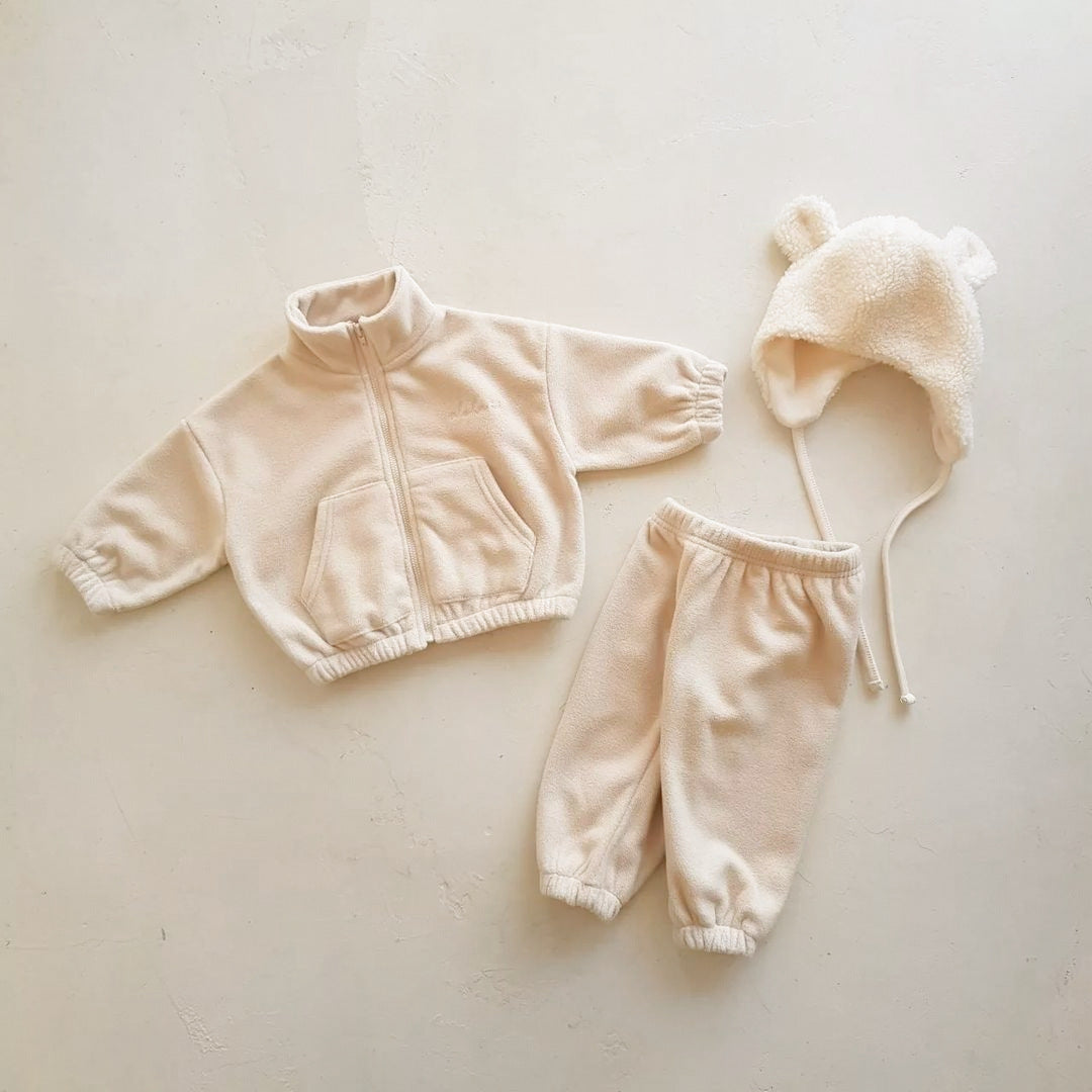Baby Unisex Jacquard And Solid Two Kinds Fashion Thick Warm Two Pieces Sets