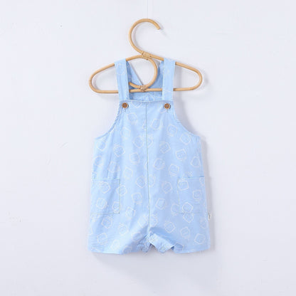 Summer Baby Kids Unisex Fruits Embroidered Pattern Short Sleeves T-shirt and Teddy Pattern Rompers Overalls Clothing Set, MyKids-USA®, Baby & Toddler Outfits, MyKids-USA - Size/Age - 73 (6-9M) - Color - Blue -  -  - TR2504252155-B