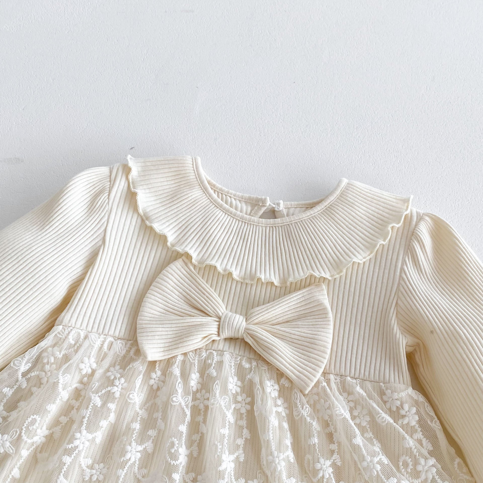 Spring Arrival Baby Girls Cute Floral Embroidered Tulle Long Sleeves Onesies, MyKids-USA®, Baby One-Pieces, MyKids-USA -  -  -  -  -  -  - 