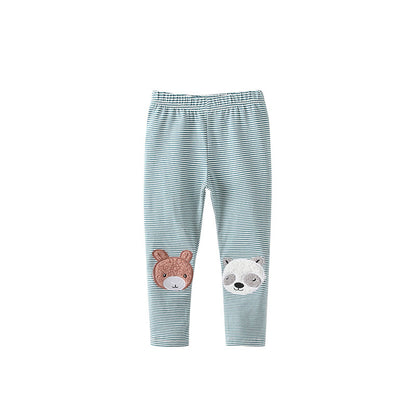 Autumn Arrival Baby Kids Girls Cartoon and Striped Pattern Cute Pants, MyKids-USA®, Trousers, MyKids-USA - Size/Age - 100 (2-3Y) - Color - Green -  -  - TR2509202327-A