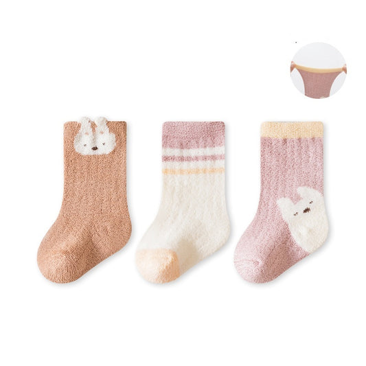 Autumn and Winter Arrival Baby Unisex Breathable Animals Pattern Cute Socks 1 Lot=3-Pair Set, MyKids-USA®, Baby & Toddler Socks & Tights, MyKids-USA - Size/Age - XS (0-6M) - Color - Beige -  -  - TR2601081235-A.