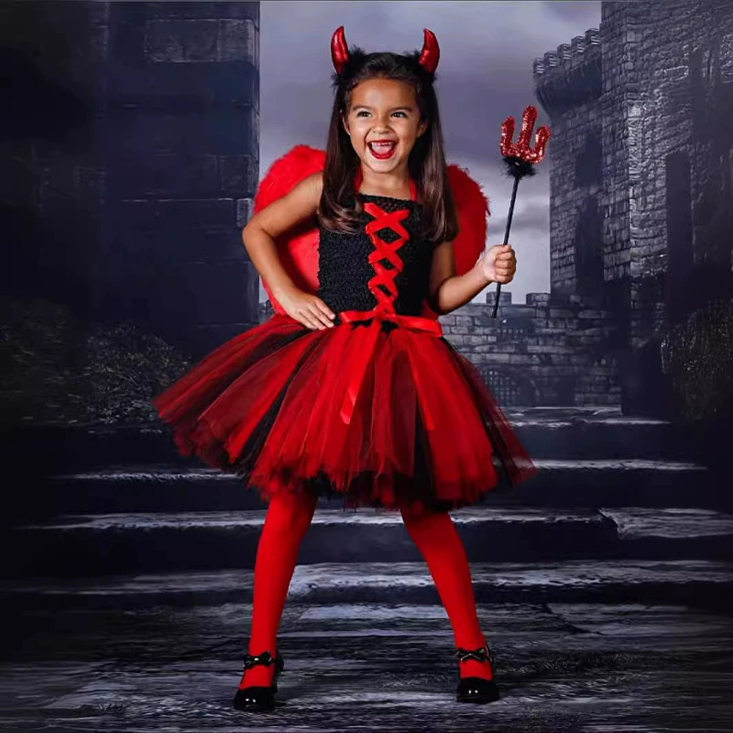 Halloween Witch Costume Set Dress with Hat, MyKids-USA®, Costume Sets, MyKids-USA - Size/Age - S (1-3Y) - Color - Red -  -  - TR2508202310-D.