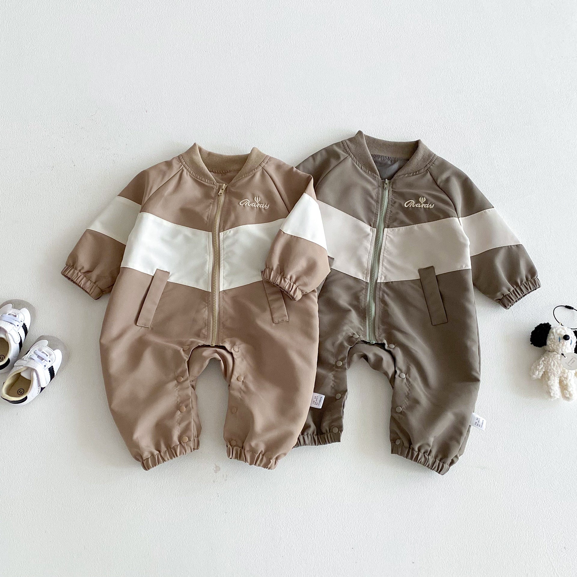 Autumn and Spring Arrival Baby Unisex Long Sleeves Casual Letters Pattern Zip-up Rompers, MyKids-USA®, Baby One-Pieces, MyKids-USA -  -  -  -  -  -  - 