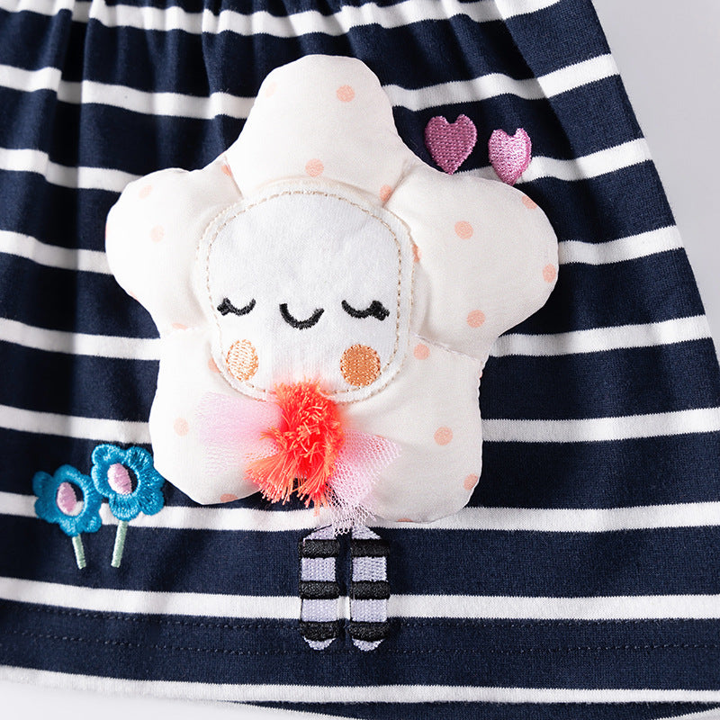 Spring and Autumn Girls Cartoon Flower Decorated Striped Pattern Long Sleeves Dress and Pants Clothing Set, MyKids-USA®, Baby & Toddler Outfits, MyKids-USA -  -  -  -  -  -  - 