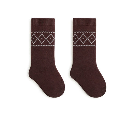 Autumn and Winter Baby Unisex Breathable Simple Argyle Pattern Warm Socks