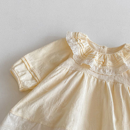 Autumn Arrival Baby Girls Long Sleeves Lace Trim Dress Design Onesies, MyKids-USA®, Baby & Toddler Dresses, MyKids-USA -  -  -  -  -  -  - 