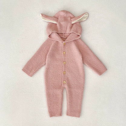 Autumn and Winter Arrival Unisex Baby’s Solid Color Fluffy Rompers with Hood, MyKids-USA®, Baby One-Pieces, MyKids-USA - Size/Age - 66 (3-6M) - Color - Pink -  -  - TR2507252045-C