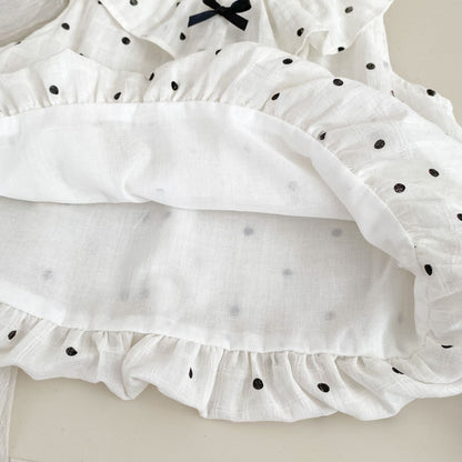 Arrival Summer Baby Kids Girls Sleeveless Dots Pattern Vest and Plain Shorts Clothing Set