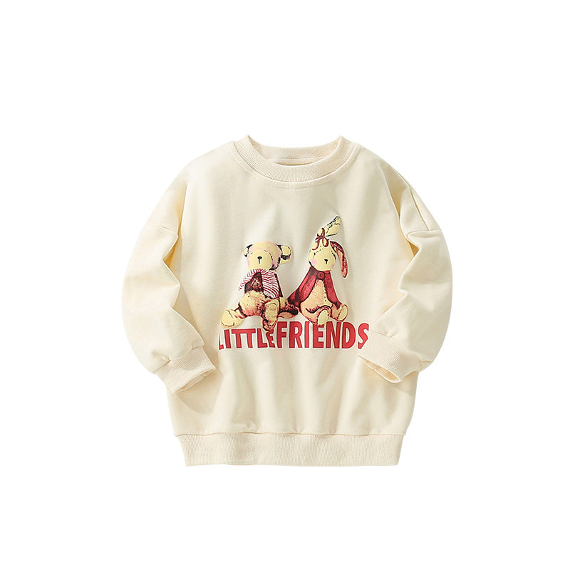 Autumn and Spring Arrival Animals Cartoon Pattern Long Sleeves Pullover for Stylish Girls, MyKids-USA®, Sweatshirts, MyKids-USA - Size/Age - 100 (2-3Y) - Color - Apricot -  -  - TR2509152207-A