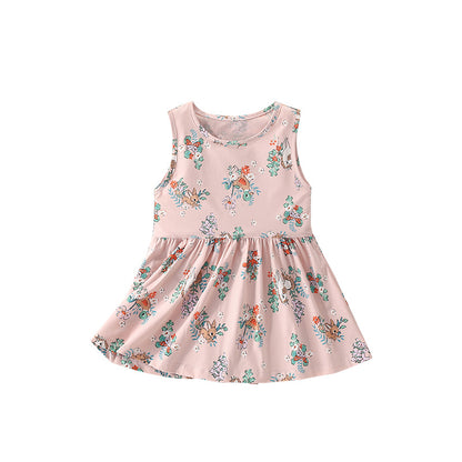 Summer Arrival Floral Pattern Sleeveless Cute Dress for Stylish Girls, MyKids-USA®, Baby & Toddler Dresses, MyKids-USA - Size/Age - 100 (2-3Y) - Color - Pink -  -  - TR2505302111-A