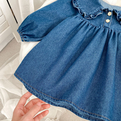 MyKids-USA® Autumn Arrival Baby Long Sleeves Cute Denim Dress