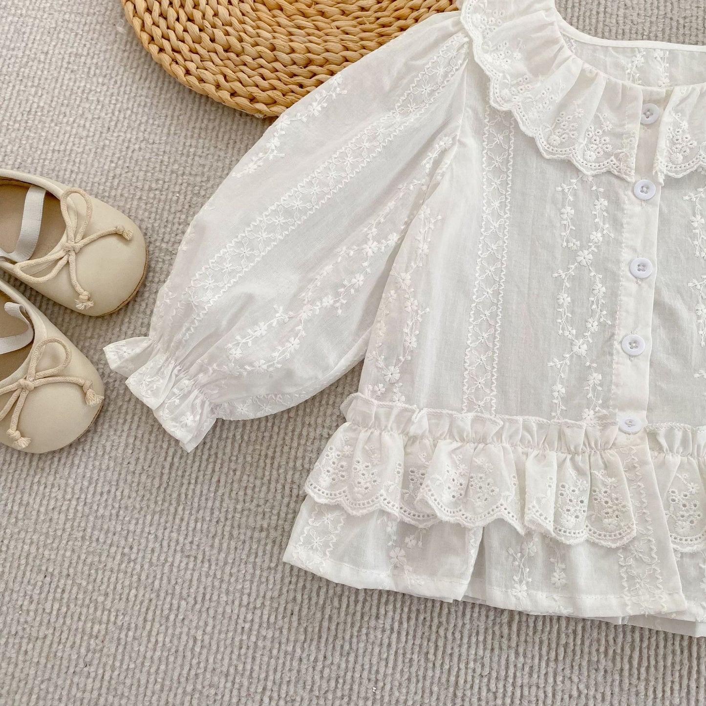 MyKids-USA® Arrival Autumn Baby Kids Girls Long Sleeves Flowers Pattern Embroidered Shirt