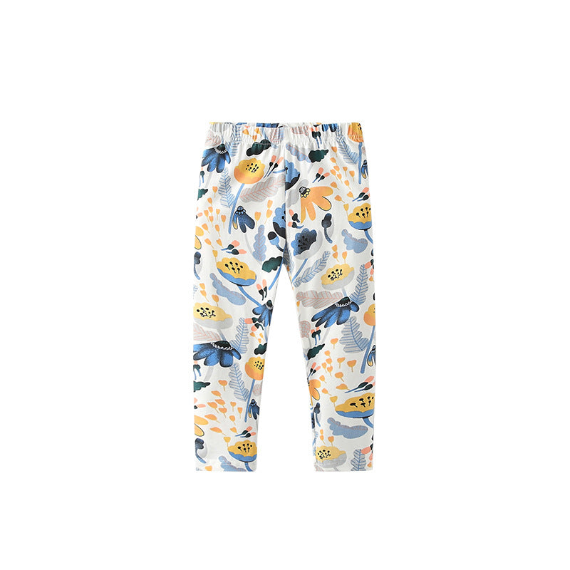 Autumn Arrival Baby Kids Girls Floral Pattern Cute Pants, MyKids-USA®, Trousers, MyKids-USA - Size/Age - 100 (2-3Y) - Color - Beige -  -  - TR2509202330-A