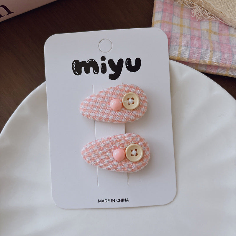 Collection of 2 Cute Geometric or Flowers Pattern Hair Clips, MyKids-USA®, Hair Pins, Claws & Clips, MyKids-USA - Size/Age - Average Size (0-12Y） - Color - Light Pink -  -  - TR2604212355-C.