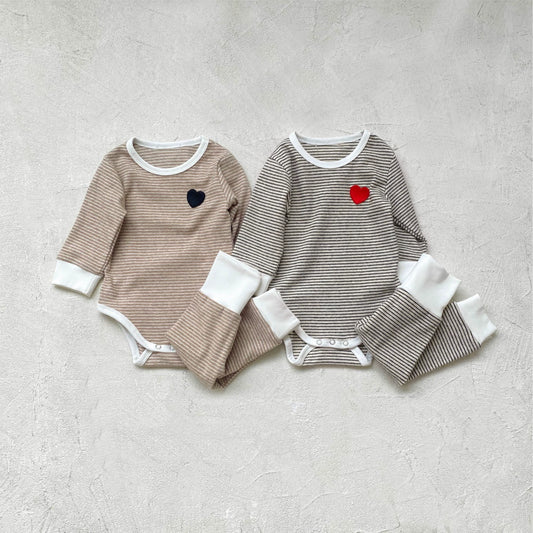 Autumn Arrival Baby Unisex Long Sleeves Heart and Striped Pattern Onesies and Pants Sets, MyKids-USA®, Baby & Toddler Outfits, MyKids-USA -  -  -  -  -  -  - 