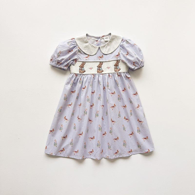 Summer Arrival Baby Girls Short Sleeves Animals Cartoon Pattern Dress, MyKids-USA®, Baby & Children's Dresses, MyKids-USA - Size/Age - 90 (12-24M) - Color - Blue -  -  - TR2604202330-A.