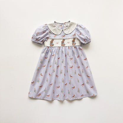 Summer Arrival Baby Girls Short Sleeves Animals Cartoon Pattern Dress, MyKids-USA®, Baby & Children's Dresses, MyKids-USA - Size/Age - 90 (12-24M) - Color - Blue -  -  - TR2604202330-A.
