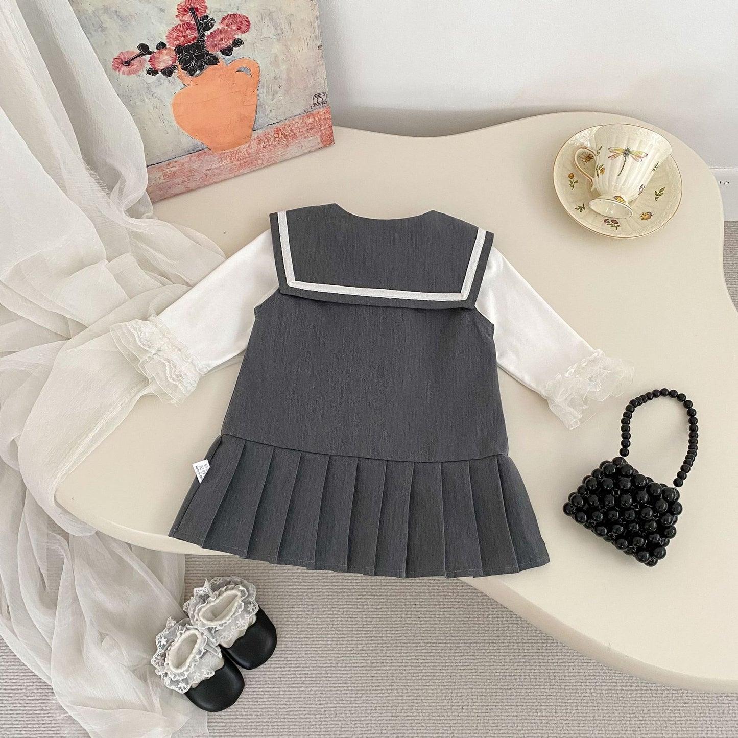 Autumn and Spring Baby Kids Girls Long Sleeves Solid Color Top and Sleeveless Preppy Dress Clothing Set, MyKids-USA®, Baby & Toddler Outfits, MyKids-USA -  -  -  -  -  -  - .