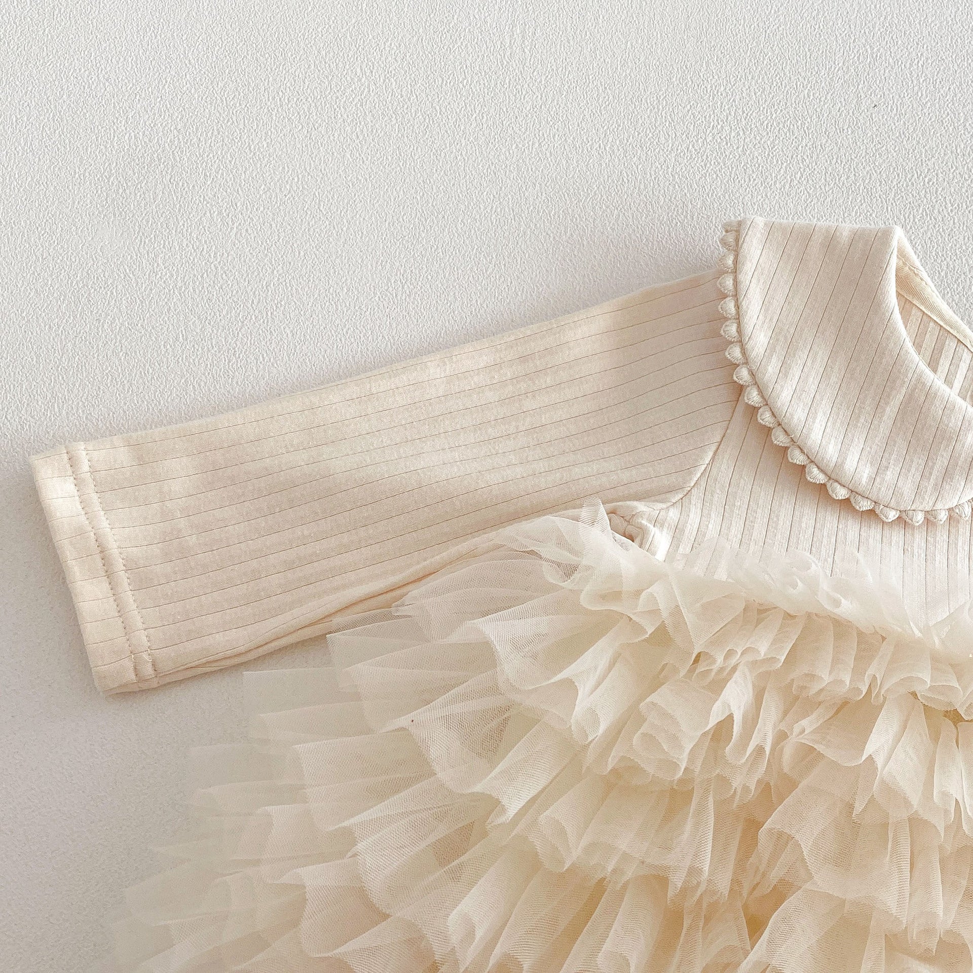 Spring Arrival Baby Girls Long Sleeves Tulle Decorated Patchwork Design Bodysuit Dress, MyKids-USA®, Bodysuits, MyKids-USA -  -  -  -  -  -  - .