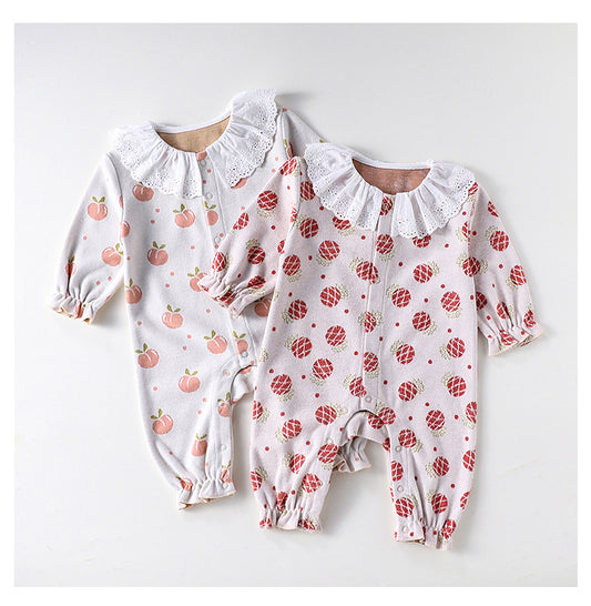 Autumn and Spring Arrival Baby Girls Simple Fruits Pattern Long Sleeves Rompers, MyKids-USA®, Baby One-Pieces, MyKids-USA -  -  -  -  -  -  - 