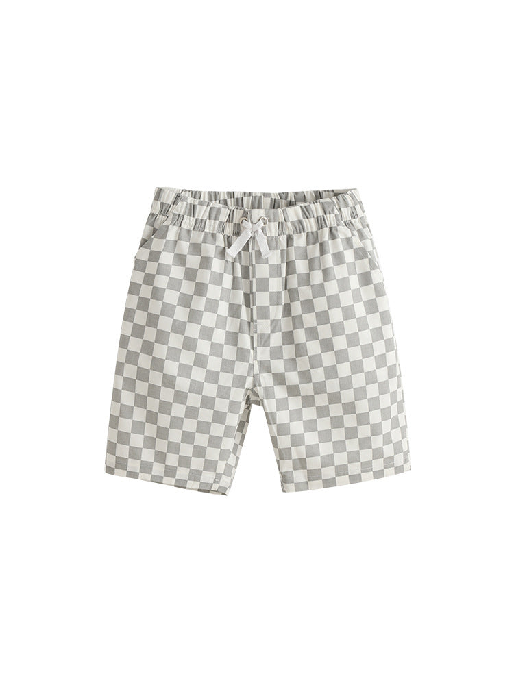 Summer Arrival Baby Kids Casual Style Plaid Shorts