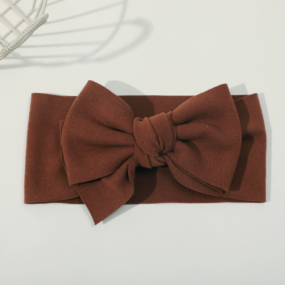 Elastic Baby Hairband with Solid Color Bow, MyKids-USA®, Hair Pins, Claws & Clips, MyKids-USA - Size/Age - Average Size (0-6Y） - Color - Brown -  -  - TR2411282314-B.