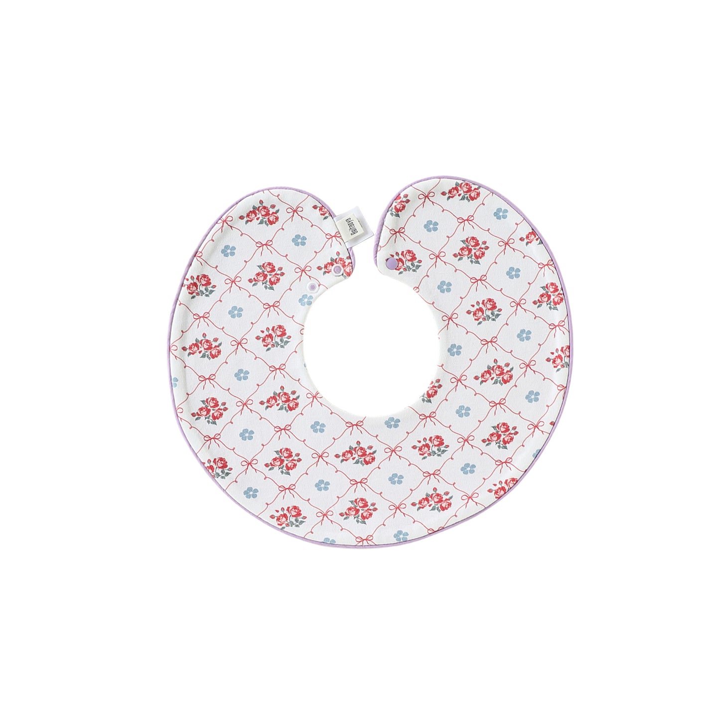 Adorable Flowers and Fruits Pattern Cotton Blend Snap-on Round Shaped Bib, MyKids-USA®, Bibs, MyKids-USA® - Size/Age - M (1-3Y) - Color - Pink -  -  - TR2604242318-E.