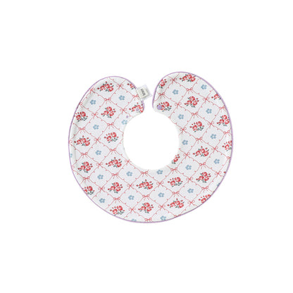 Adorable Flowers and Fruits Pattern Cotton Blend Snap-on Round Shaped Bib, MyKids-USA®, Bibs, MyKids-USA® - Size/Age - M (1-3Y) - Color - Pink -  -  - TR2604242318-E.