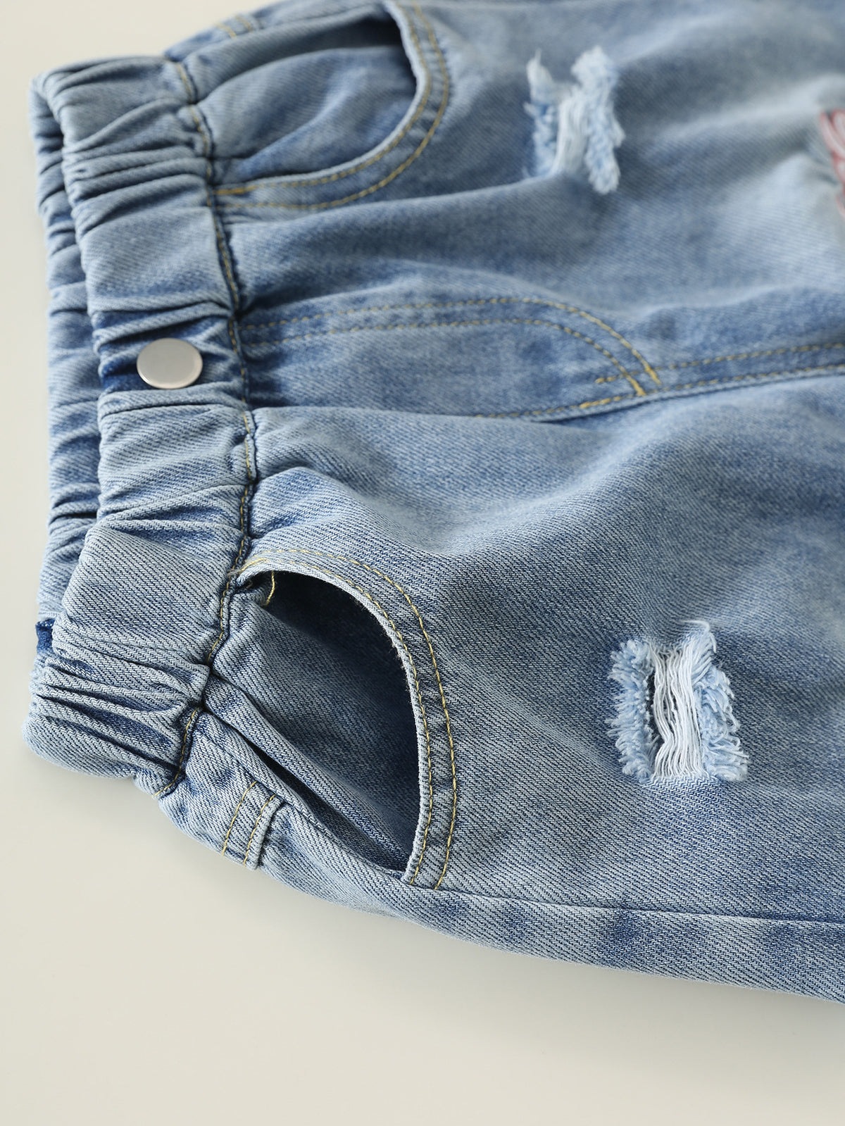 MyKids-USA® Girls Letters Pattern Ripped Jeans