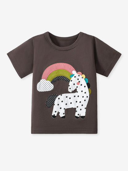 Girls’ Dots Cartoon Pattern Short Sleeves T-shirt in European and American Style for Summer, MyKids-USA®, Baby & Toddler Tops, MyKids-USA -  -  -  -  -  -  - 