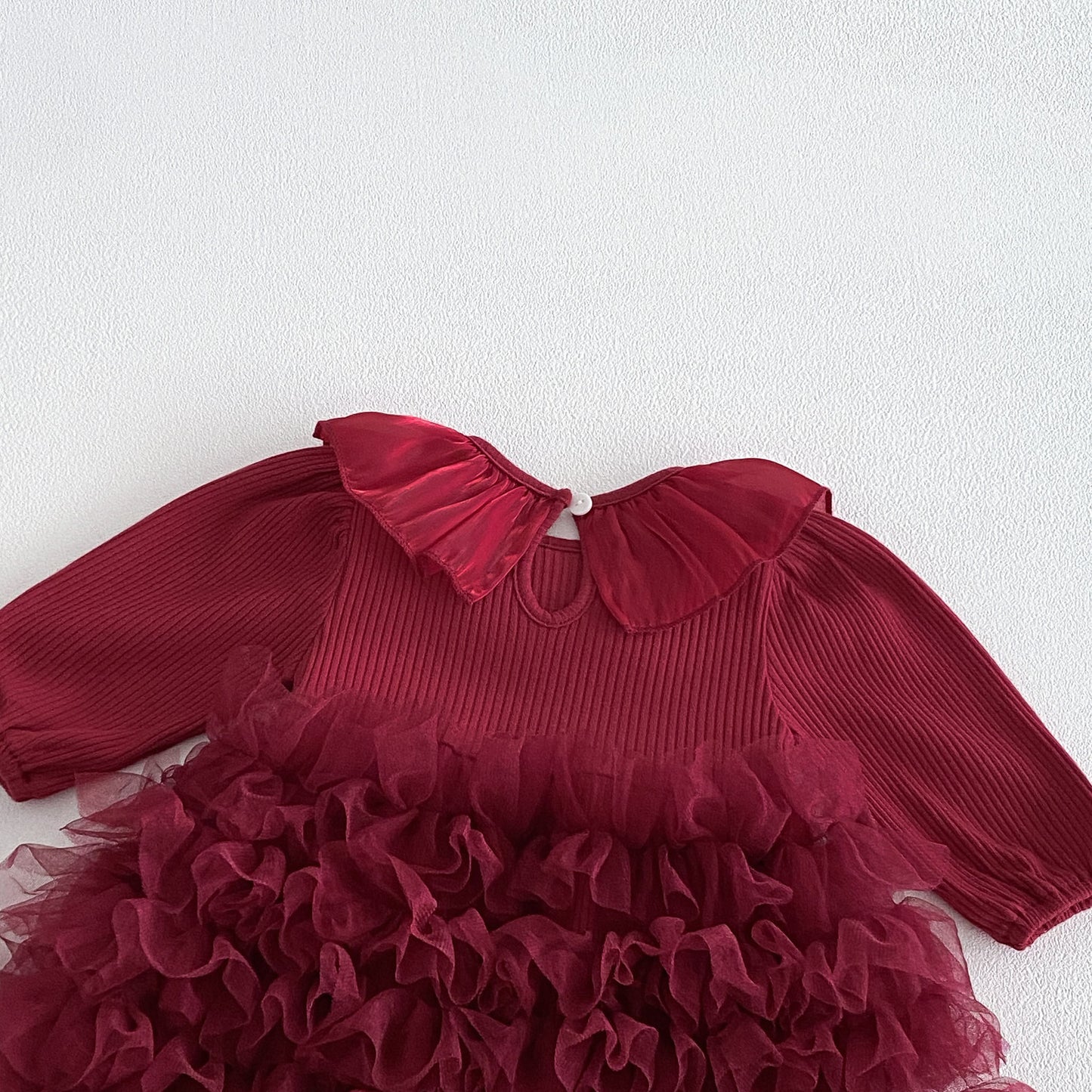 Spring Arrival Baby Girls Long Sleeves Tulle Decorated Plain Onesies Dress, MyKids-USA®, Baby & Toddler Dresses, MyKids-USA -  -  -  -  -  -  - .