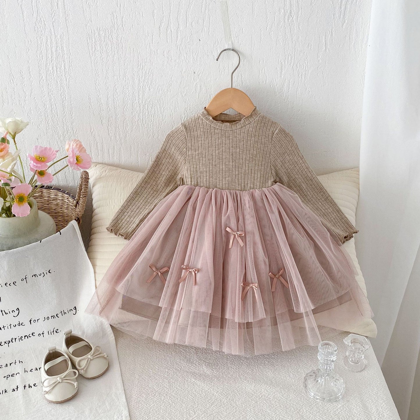 Spring and Autumn Hot Selling Baby Kids Girls Princess Long Sleeves Tulle Patchwork Dress, MyKids-USA®, Baby & Toddler Dresses, MyKids-USA - Size/Age - 90 (12-24M) - Color - Khaki -  -  - TR2505152108-B