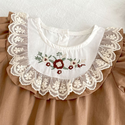 Summer Girls Flowers Pattern Embroidered Lace Trim Onesies and Dress – Princess Sister Matching Set, MyKids-USA®, Baby & Children's One-Pieces, MyKids-USA -  -  -  -  -  -  - .