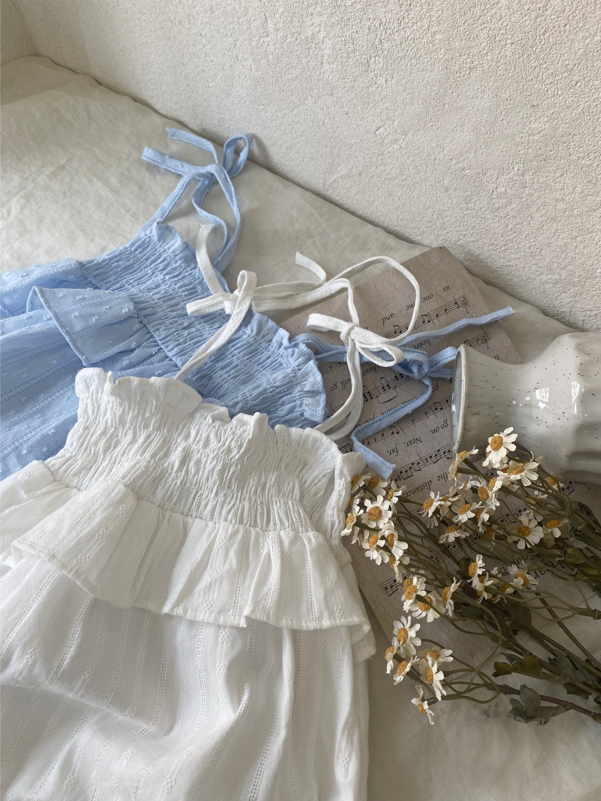Summer Arrival Baby Girls Sleeveless Pleated Pattern Solid Color Dress