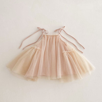Summer Arrival Sleeveless Solid Color Tulle Dress for Stylish Girls, MyKids-USA®, Baby & Toddler Dresses, MyKids-USA - Size/Age - 73 (6-9M) - Color - Apricot -  -  - TR2504260043-A