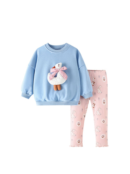 MyKids-USA® Winter Autumn Baby Kids Girls Cartoon Pattern Long Sleeves Sweatshirt and Pants Clothing Set