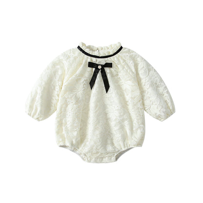 Arrival Autumn Baby Girls Lace and Flowers Long Sleeves Beige Onesies, MyKids-USA®, Baby One-Pieces, MyKids-USA -  -  -  -  -  -  - 