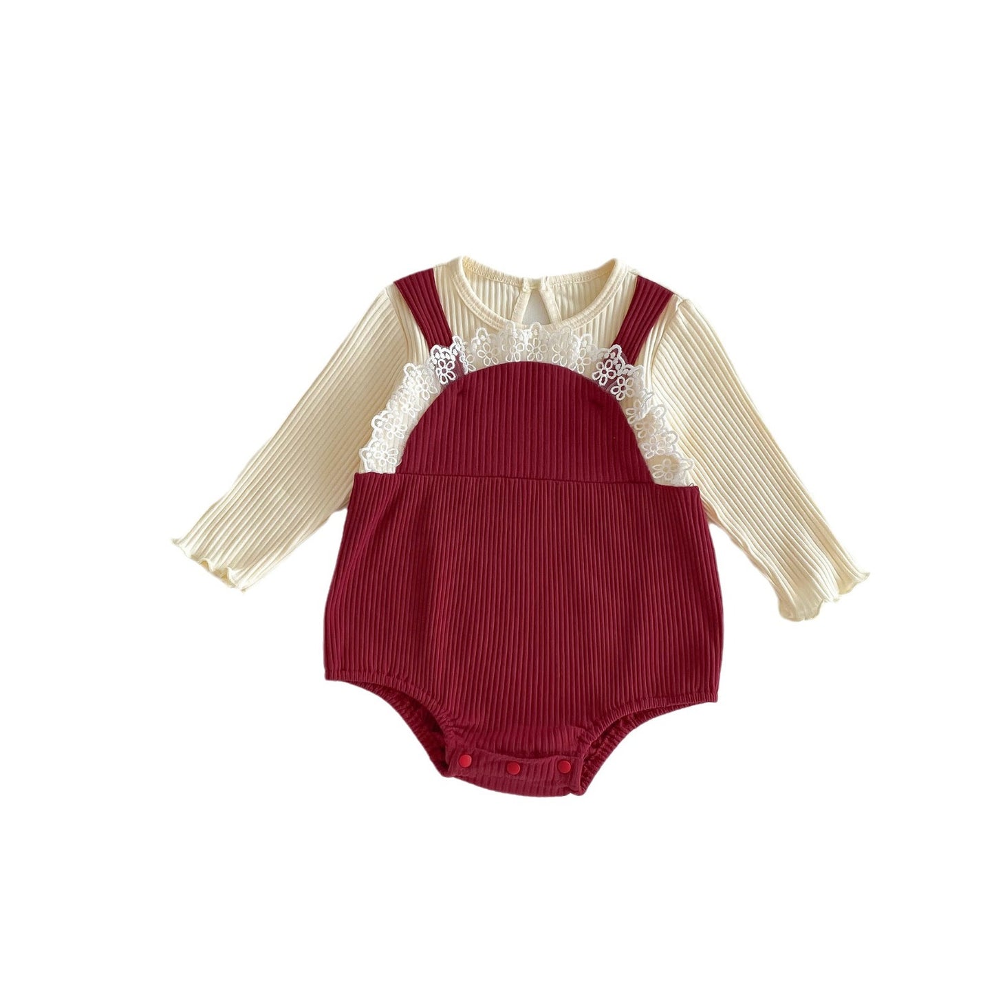 Spring New Arrival Baby Color Patchwork Long Sleeves Onesie For Girls