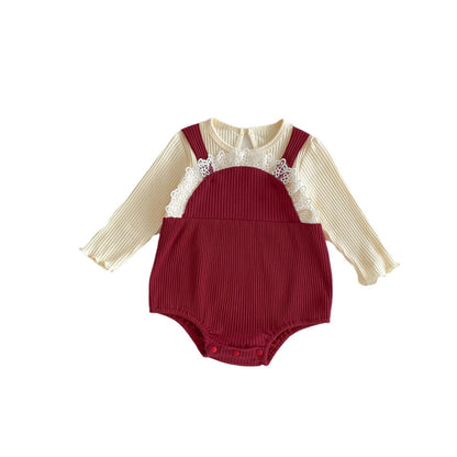 Spring New Arrival Baby Color Patchwork Long Sleeves Onesie For Girls