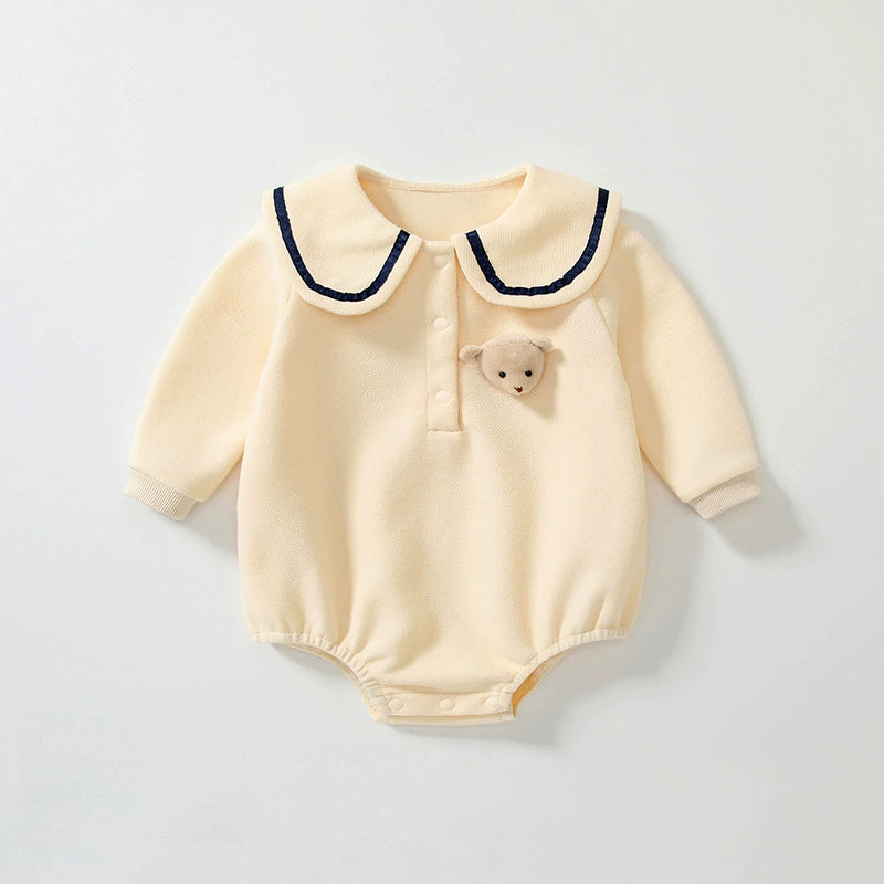 Autumn Hot Selling Baby Unisex Teddy Bear Pattern Apricot Onesies Bodysuits with Collar, MyKids-USA®, Baby One-Pieces, MyKids-USA -  -  -  -  -  -  - 