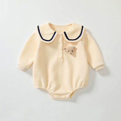 Autumn Hot Selling Baby Unisex Teddy Bear Pattern Apricot Onesies Bodysuits with Collar, MyKids-USA®, Baby One-Pieces, MyKids-USA -  -  -  -  -  -  - 