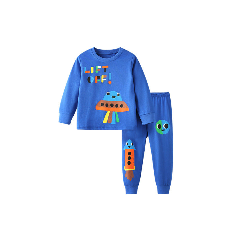 Spring and Autumn Boys Aliens Cartoon Pattern Long Sleeves Top and Pants Clothing Set, MyKids-USA®, Baby & Toddler Outfits, MyKids-USA - Size/Age - 100 (2-3Y) - Color - Blue -  -  - TR2509212307-A