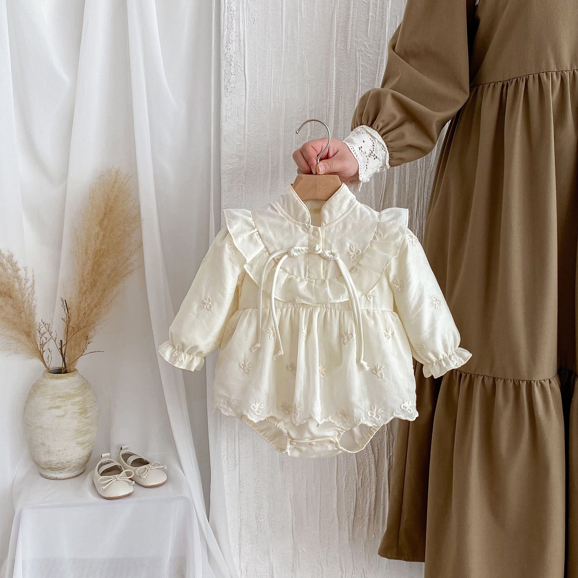 Autumn Arrival Baby Girls Long Sleeves Butterfly-bows Embroidery Pattern Onesies, MyKids-USA®, Baby One-Pieces, MyKids-USA -  -  -  -  -  -  - 