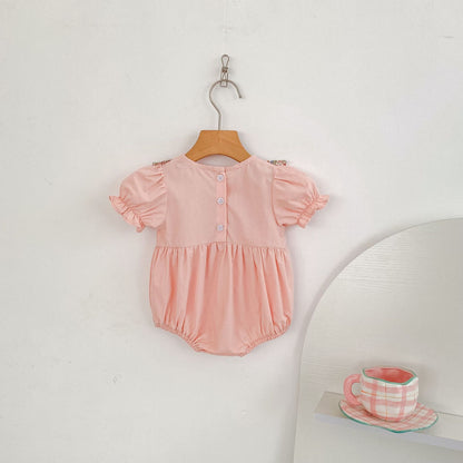 Summer Baby Girls French-style Flowers Pattern Short Sleeves Color Patchwork Onesies and Dress – Princess Sister Matching Set, MyKids-USA®, Baby & Toddler Dresses, MyKids-USA -  -  -  -  -  -  - 