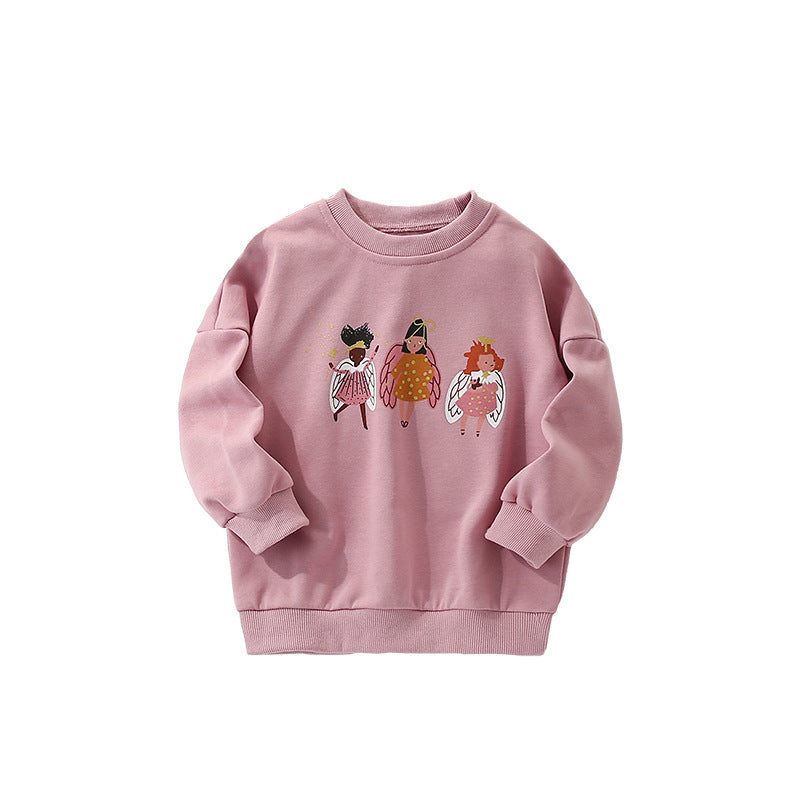 Autumn and Spring Arrival Fairy Cartoon Pattern Long Sleeves Pullover for Stylish Girls, MyKids-USA®, Sweaters, MyKids-USA - Size/Age - 100 (2-3Y) - Color - Pink -  -  - TR2509132233-A